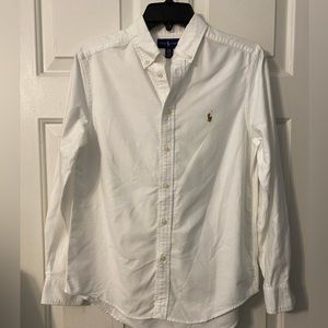 Ralph Lauren White Oxford button down shirt Sz LG Boys